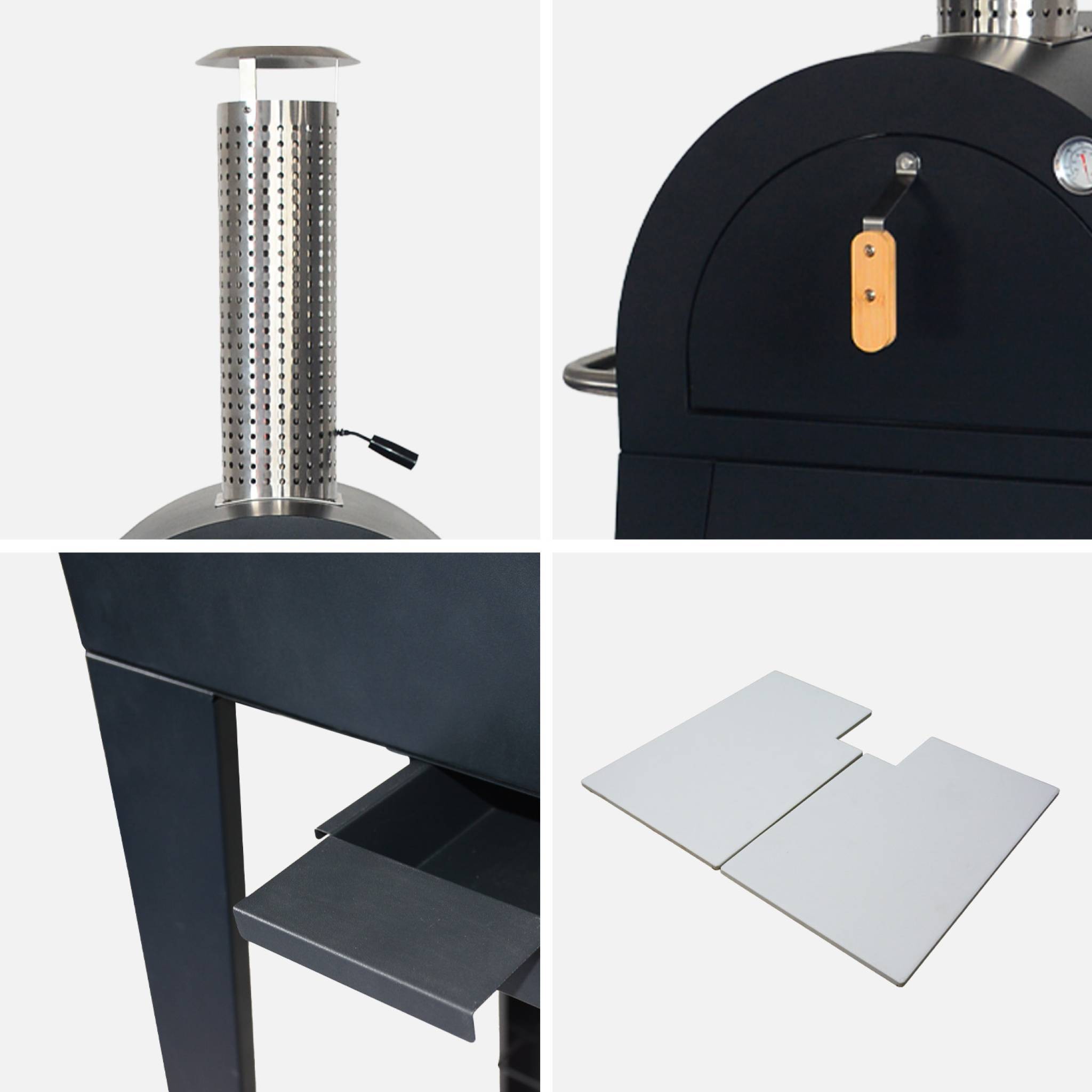 sweeek - Four à pizza d'extérieur au charbon de bois. coloris noir - Giulia . L70xP63xH122cm | sweeek - Image 6