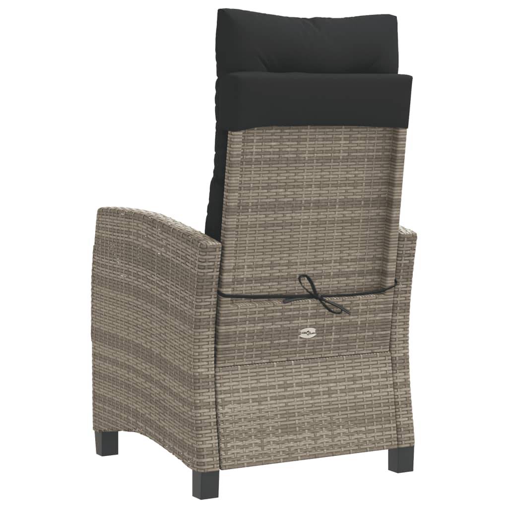 Chaise de jardin inclinable - Chaise d'extérieur - Fauteuil d'extérieur avec coussins gris résine tressée - MEUBLE PRO - Image 6