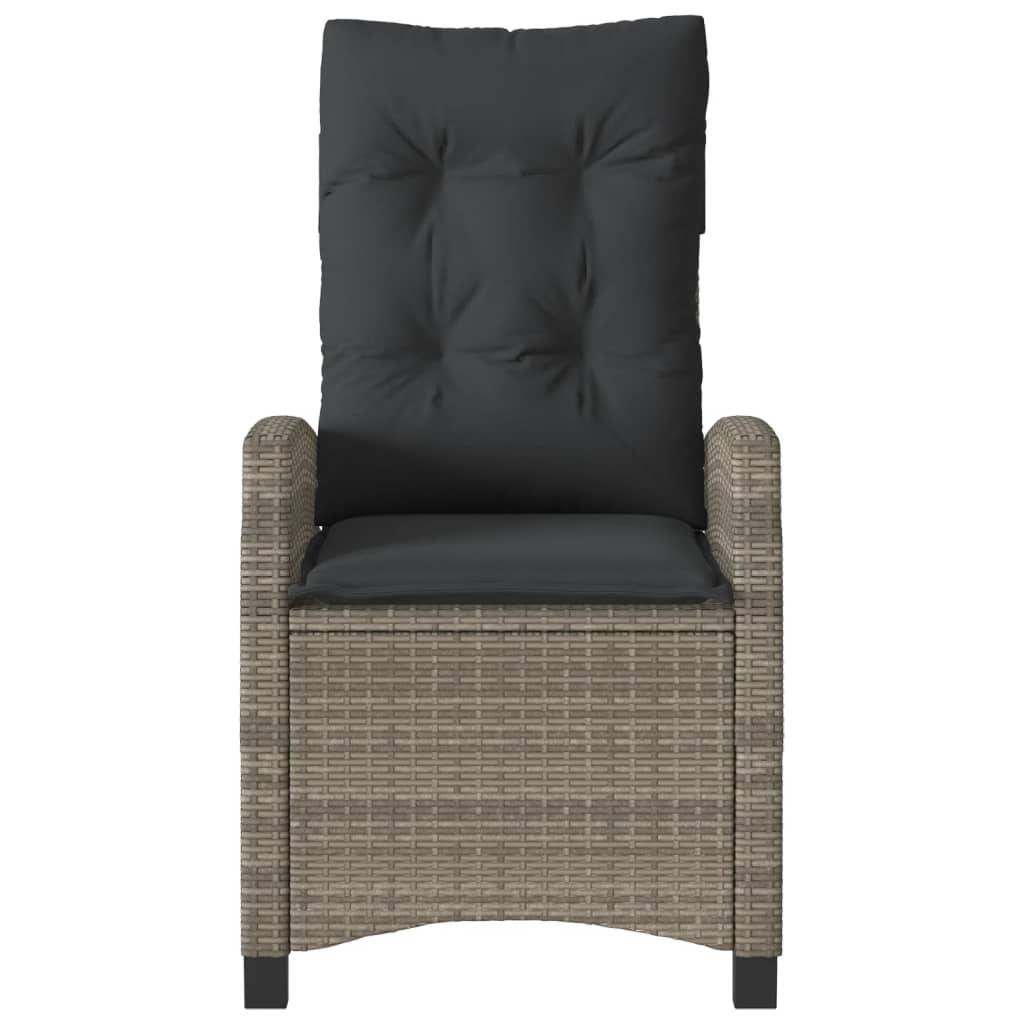 Chaise de jardin inclinable - Chaise d'extérieur - Fauteuil d'extérieur avec coussins gris résine tressée - MEUBLE PRO - Image 4