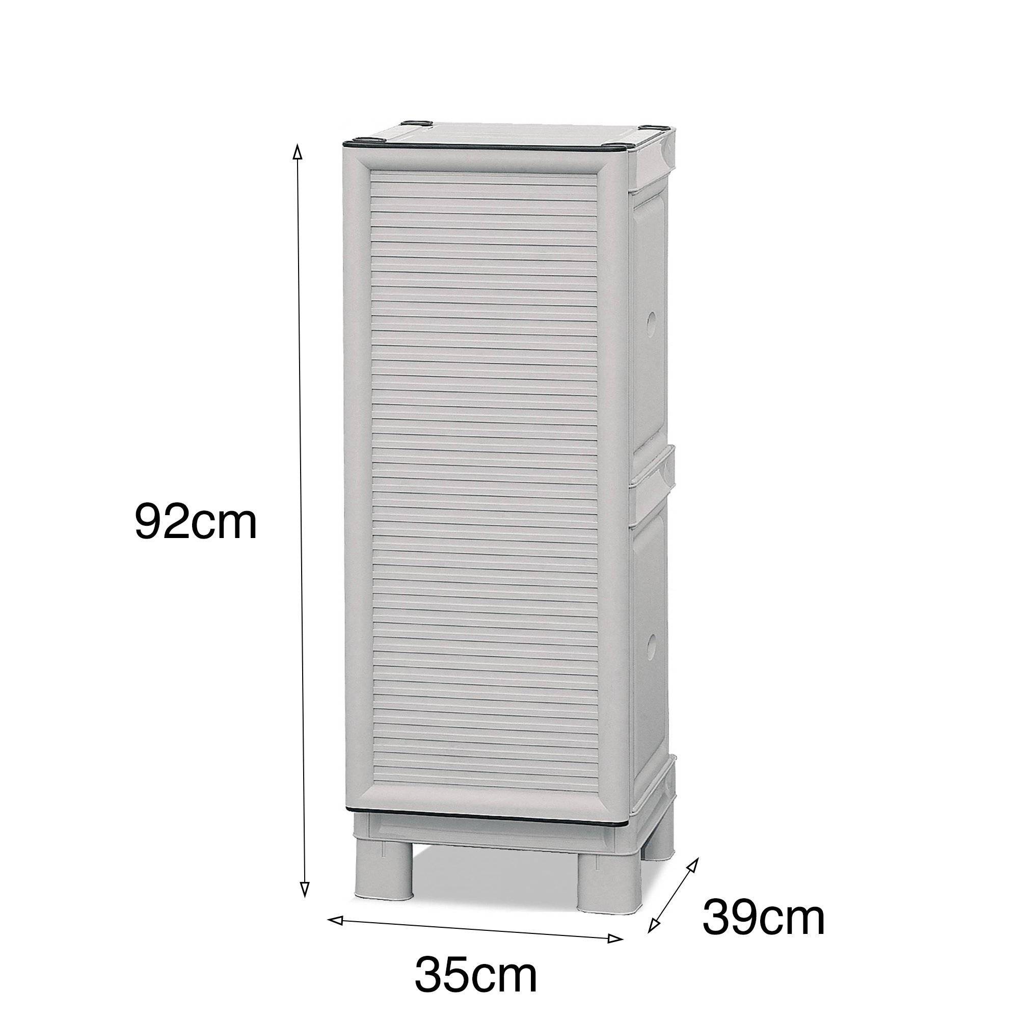 Dmora - Armoire d'extérieur Waremme, Mobilier d'extérieur, Armoire de balcon polyvalente, Armoire d'extérieur, Gris clair, 35x39h92 cm - Dmora - Imagen 3