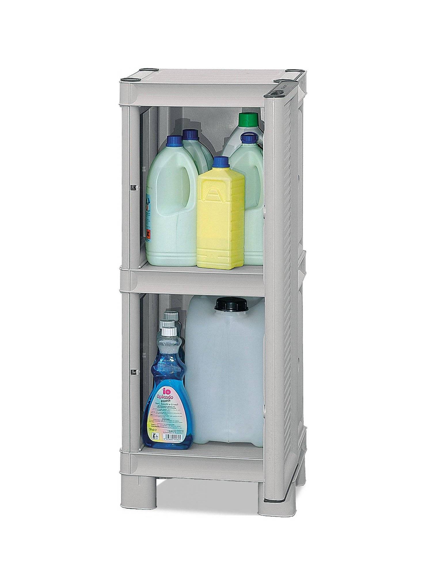 Dmora - Armoire d'extérieur Waremme, Mobilier d'extérieur, Armoire de balcon polyvalente, Armoire d'extérieur, Gris clair, 35x39h92 cm - Dmora - Imagen 5