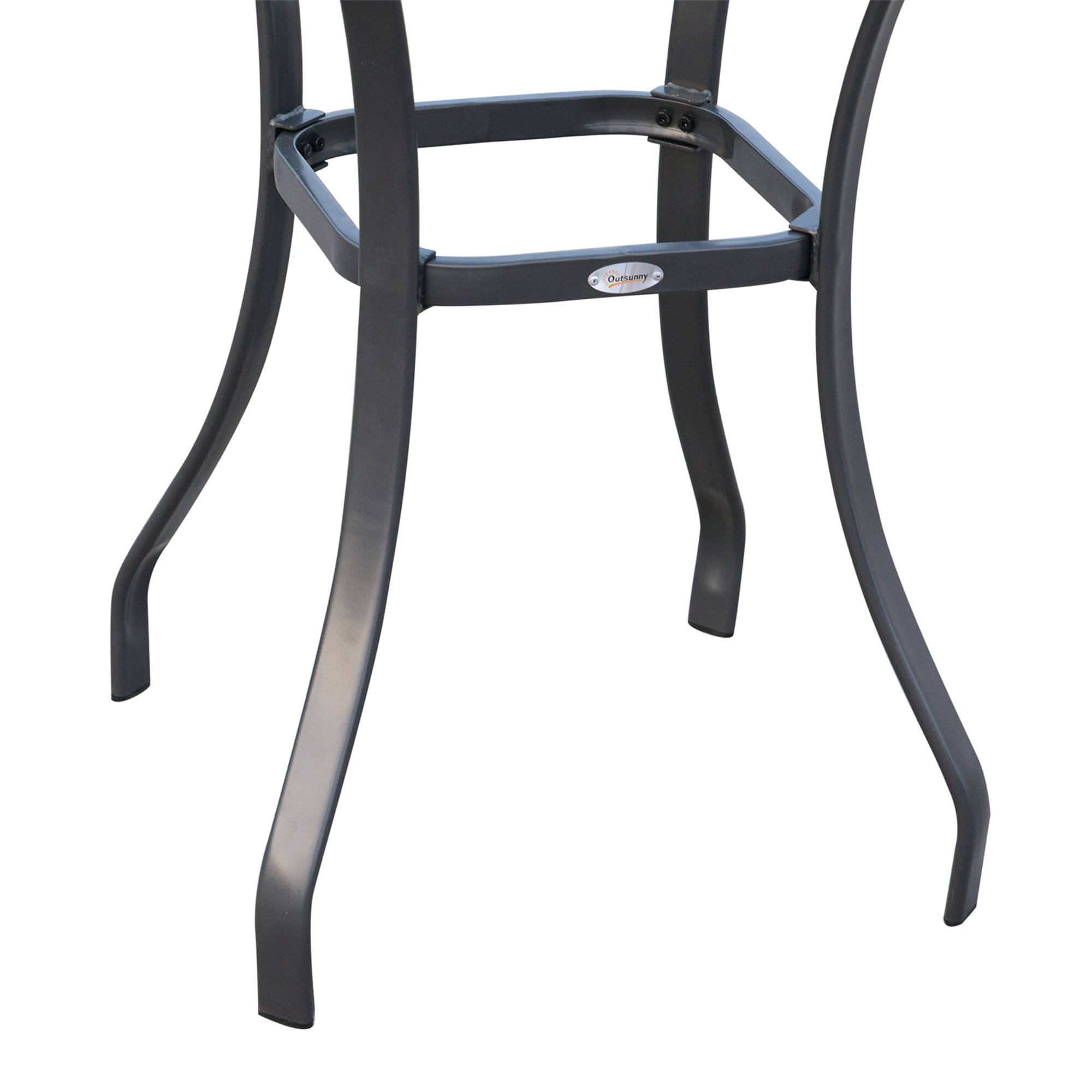 Outsunny - Table carrée bistro de jardin dim. 68L x 68l x 84H cm métal époxy gris plateau verre trempé granité - Image 6