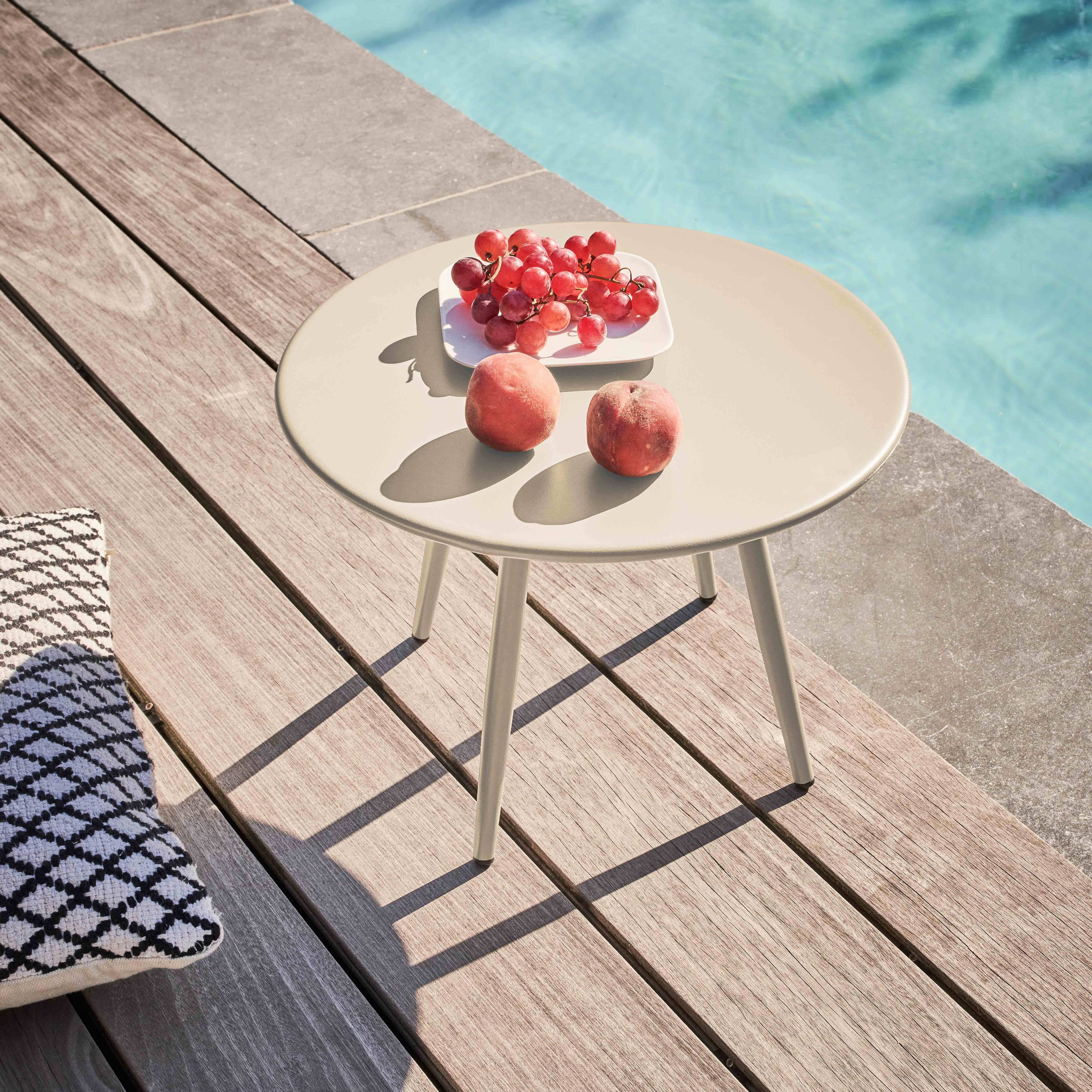 Oviala - Table basse de jardin ronde en métal ivoire 40 cm Palavas - Oviala - Imagen 2
