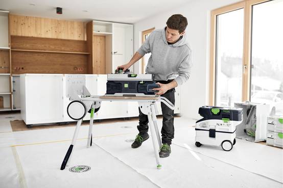 Scie circulaire sur table sans fil CSC SYS 50 EBI-SET - FESTOOL - Avec 2 batteries 18V 5Ah - chargeur double - chariot - systainer - accessoires - 577 - Image 9