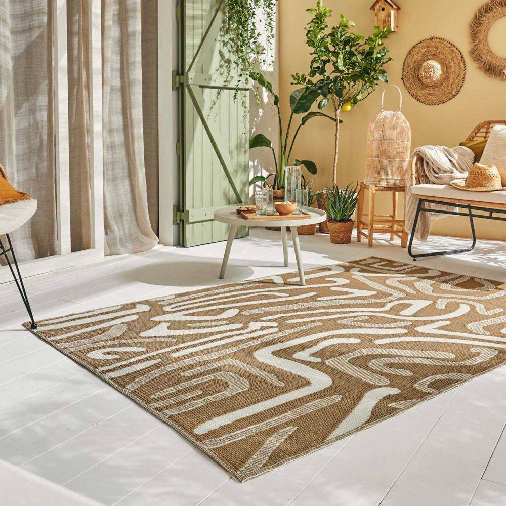Jardindeco - Tapis extérieur en polypropylène Spargi 1741 beige 120 x 160 cm - Imagen 2