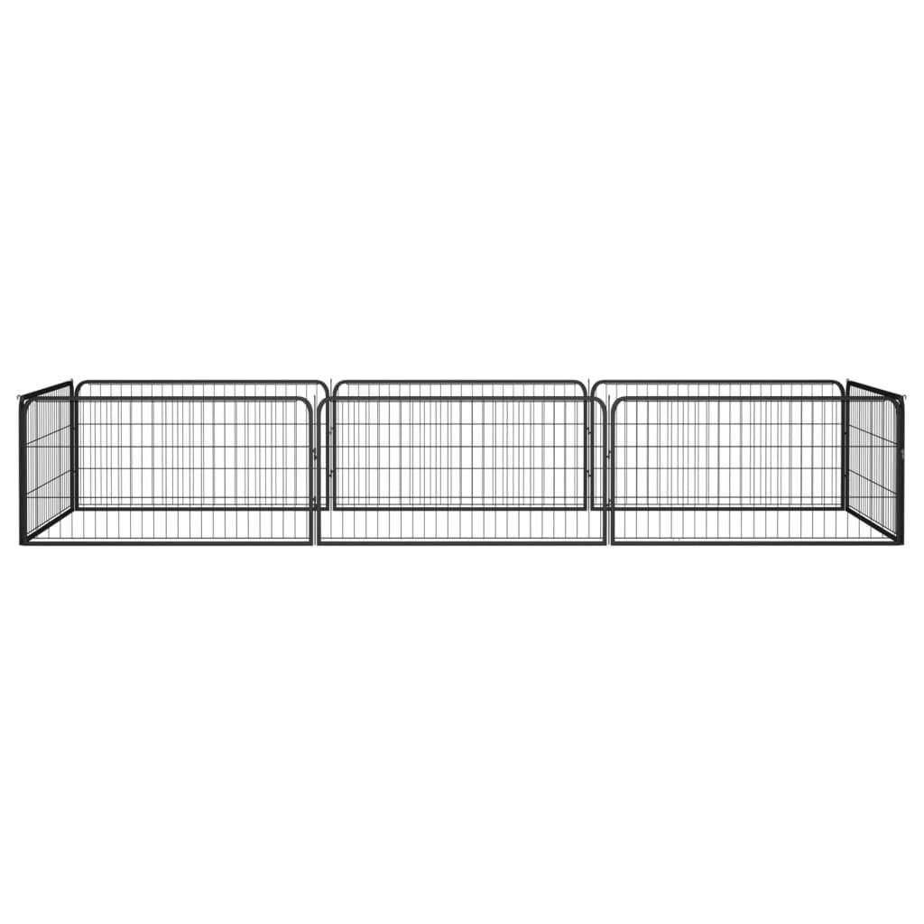 Vidaxl - Parc pour chien 8 panneaux Noir 100x50cm Acier enduit de poudre vidaXL 3115967 - Imagen 7