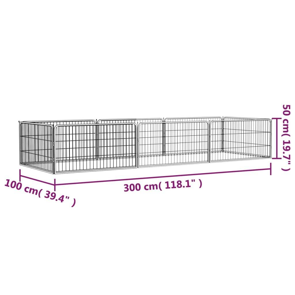 Vidaxl - Parc pour chien 8 panneaux Noir 100x50cm Acier enduit de poudre vidaXL 3115967 - Imagen 3