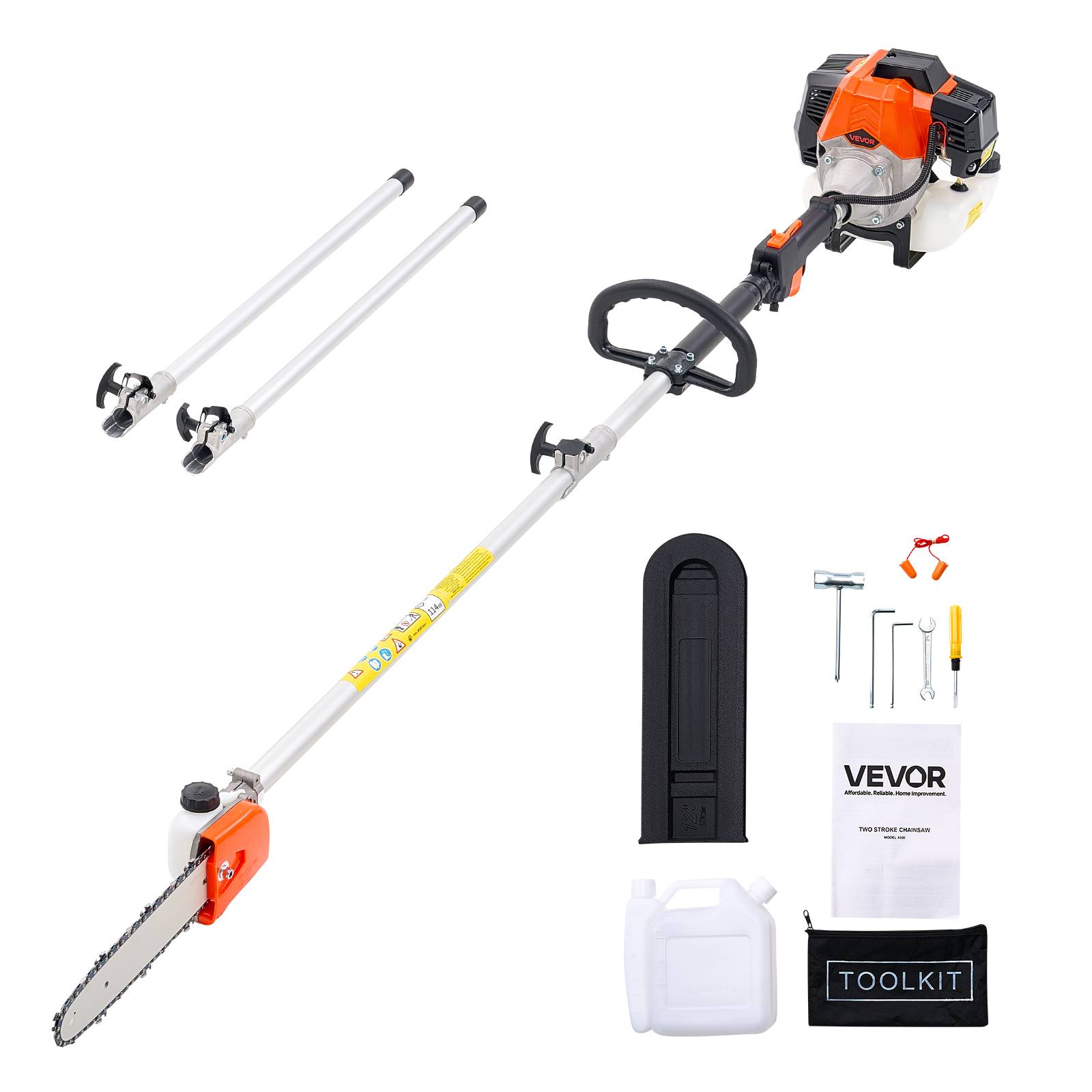 Vevor - VEVOR Élagueuse Thermique sur Perche sans Fil 2 Temps 43 cc Guide-chaîne 25,4 cm