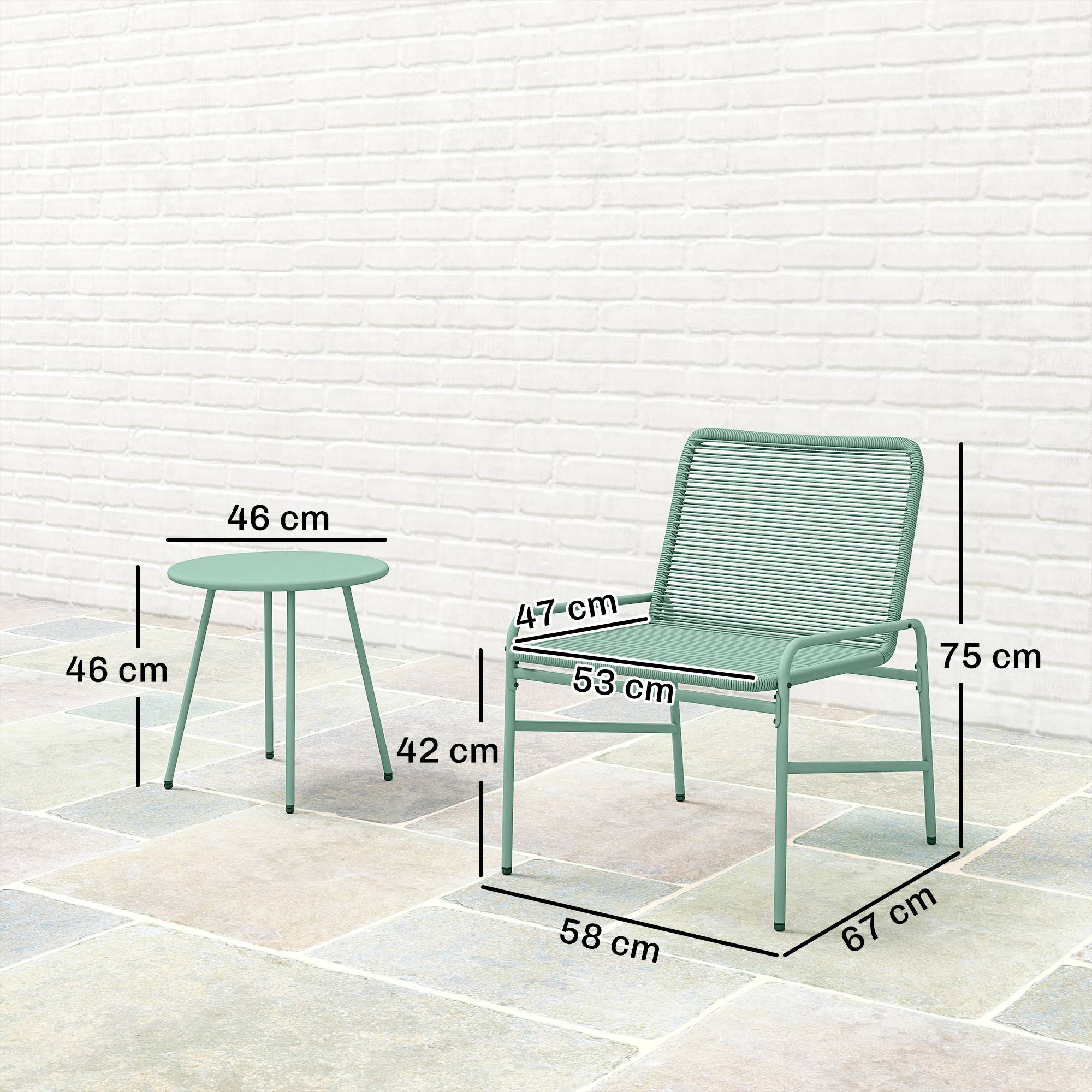 Salon de jardin 3 pièces résine tressée balcon terrasse bistrot table chaises vert - ComfortXL Outdoor Living - Image 5