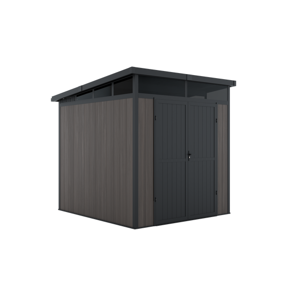Abri de Jardin Bois Composite 4m2 Gris 237x223x227cm EVORA - Cabane a Outils - Local a Vélo - Image 4