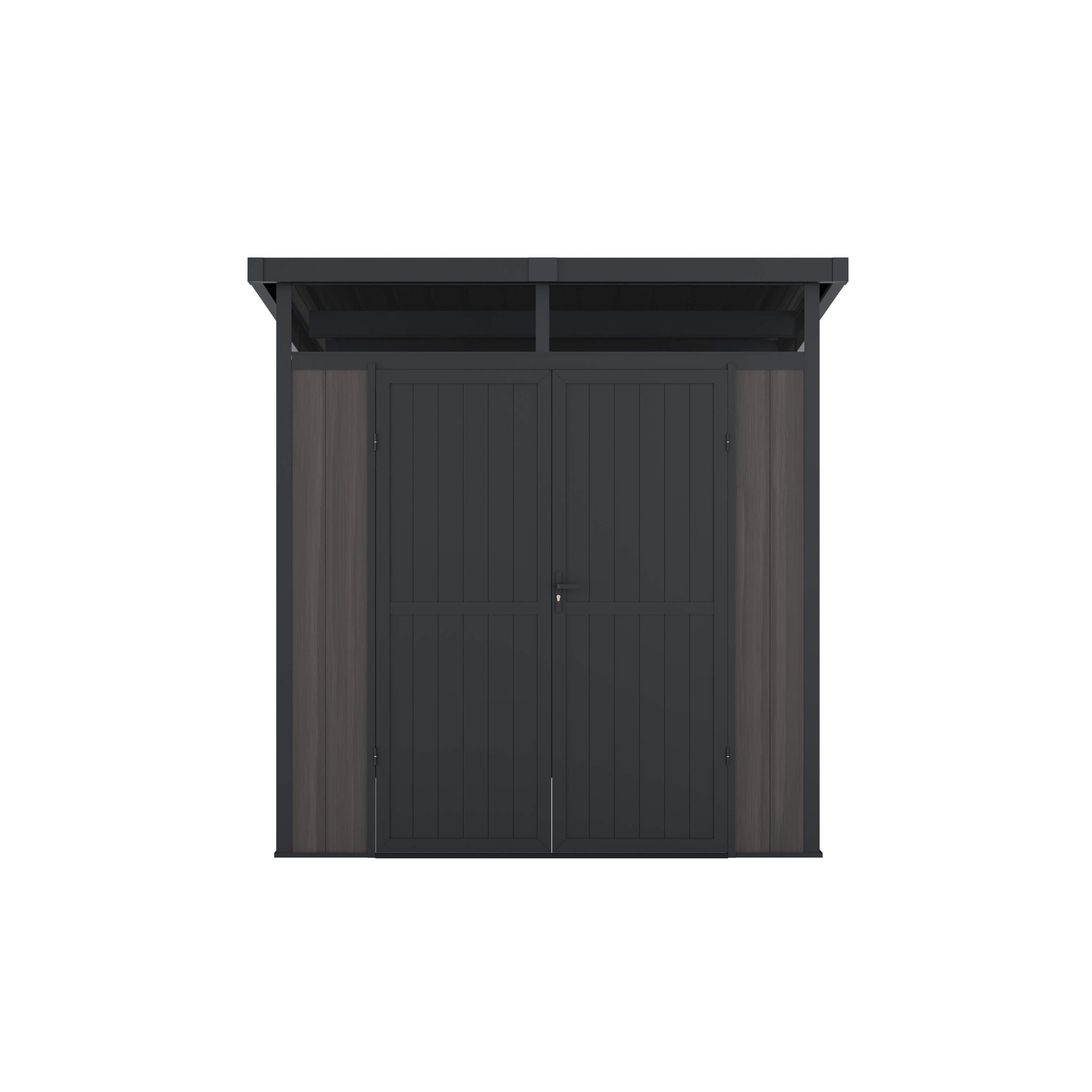 Abri de Jardin Bois Composite 4m2 Gris 237x223x227cm EVORA - Cabane a Outils - Local a Vélo - Image 5