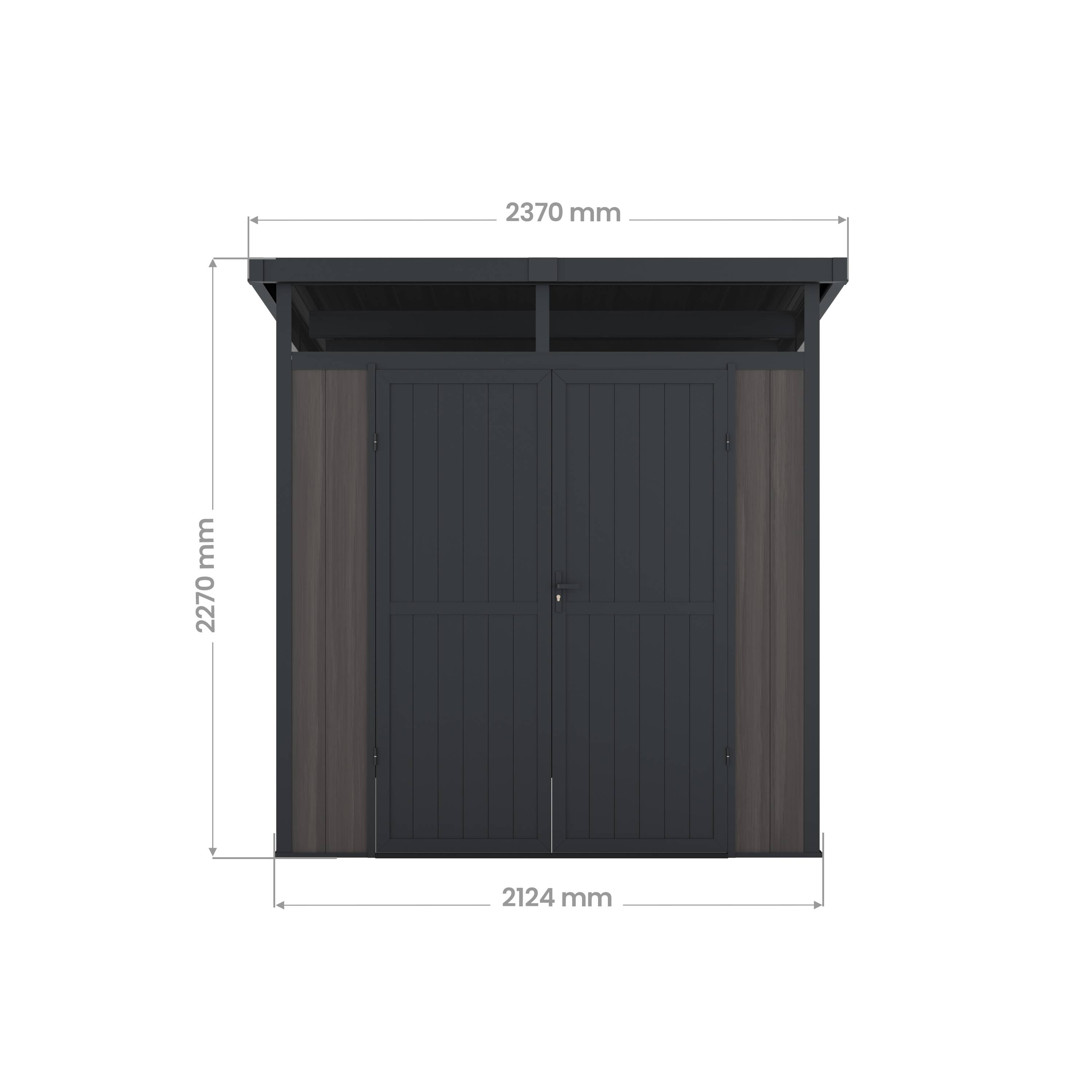 Abri de Jardin Bois Composite 4m2 Gris 237x223x227cm EVORA - Cabane a Outils - Local a Vélo - Image 8