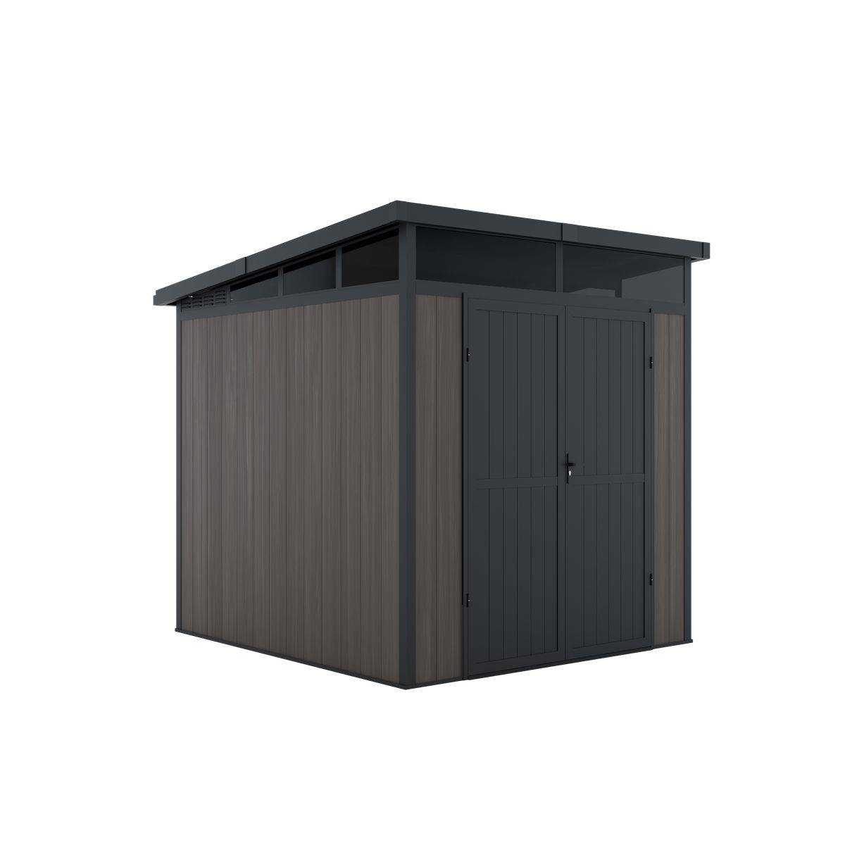 Direct Abris - Abri de Jardin Bois Composite 4m2 Gris 237x223x227cm EVORA - Cabane a Outils - Local a Vélo - Image 4