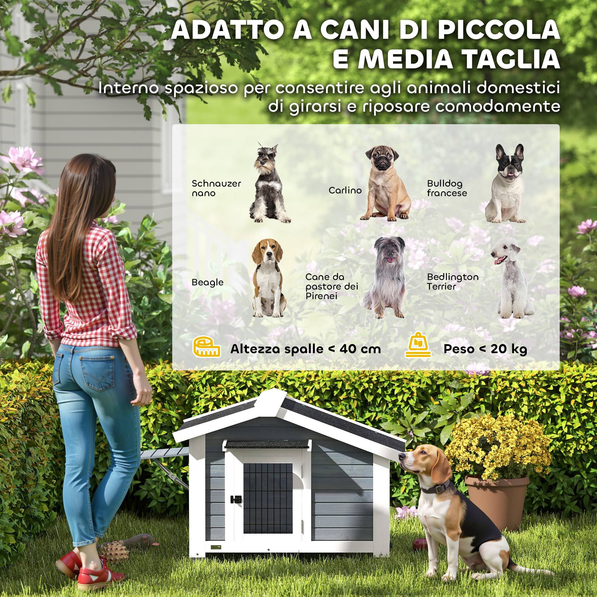 Niche extérieure pour chien en bois, 98x76x69.5cm - Image 9