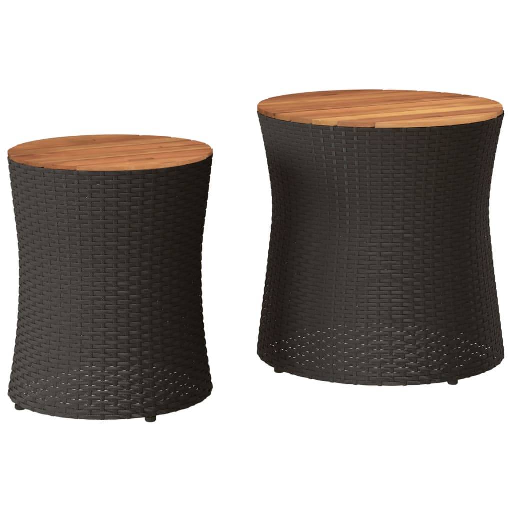 Maison Chic - Lot de 2 Tables d'extérieur - Tables d'appoint de jardin - Tables de jardin dessus en bois noir poly rotin-JU2293 - Image 1