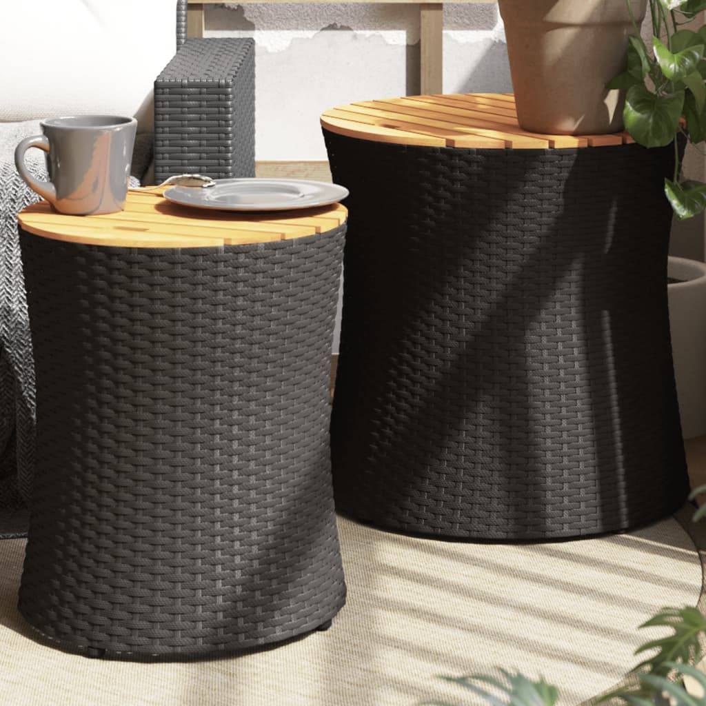 Maison Chic - Lot de 2 Tables d'extérieur - Tables d'appoint de jardin - Tables de jardin dessus en bois noir poly rotin-JU2293 - Image 2