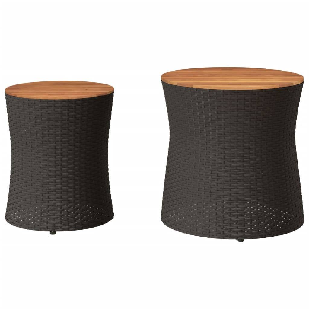 Maison Chic - Lot de 2 Tables d'extérieur - Tables d'appoint de jardin - Tables de jardin dessus en bois noir poly rotin-JU2293 - Image 4