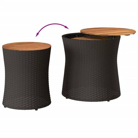 Maison Chic - Lot de 2 Tables d'extérieur - Tables d'appoint de jardin - Tables de jardin dessus en bois noir poly rotin-JU2293 - Image 7