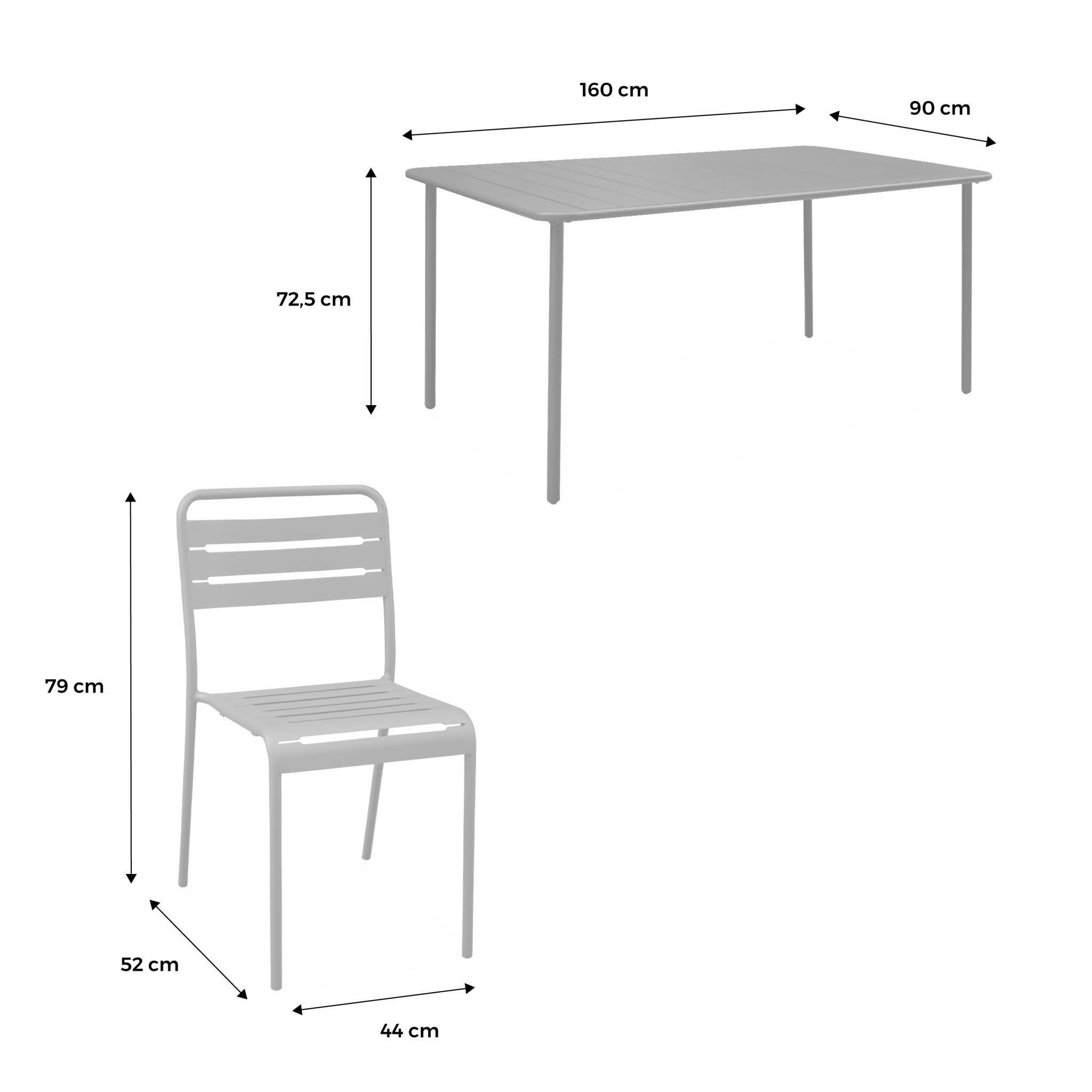 sweeek - Table de jardin métal + 6 assises kaki Amélia traitement antirouille. lattes et bords arrondis  | sweeek - Image 5