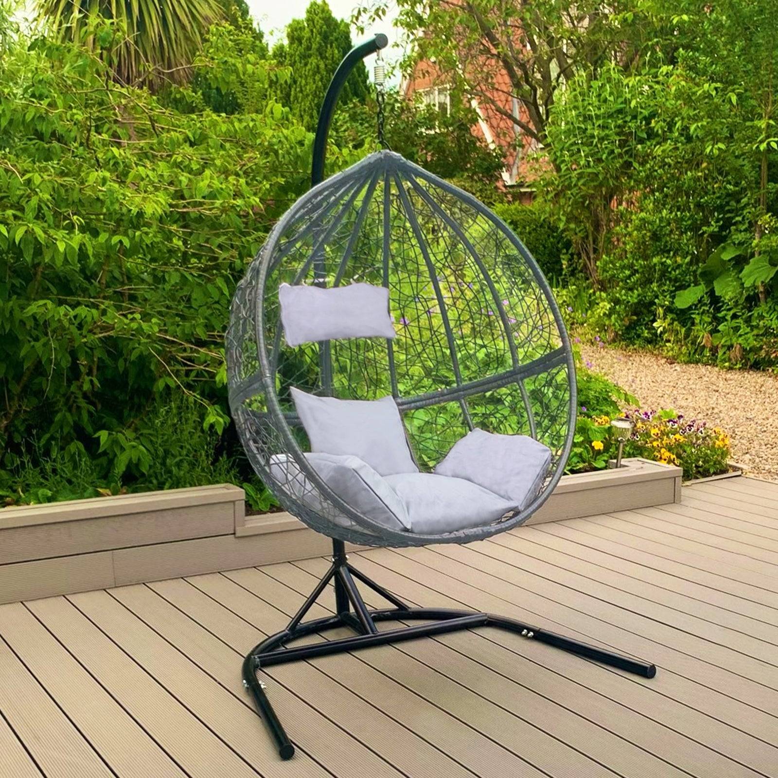 Monstershop - Chaise Suspendue en Rotin Gris x2 - Imagen 3