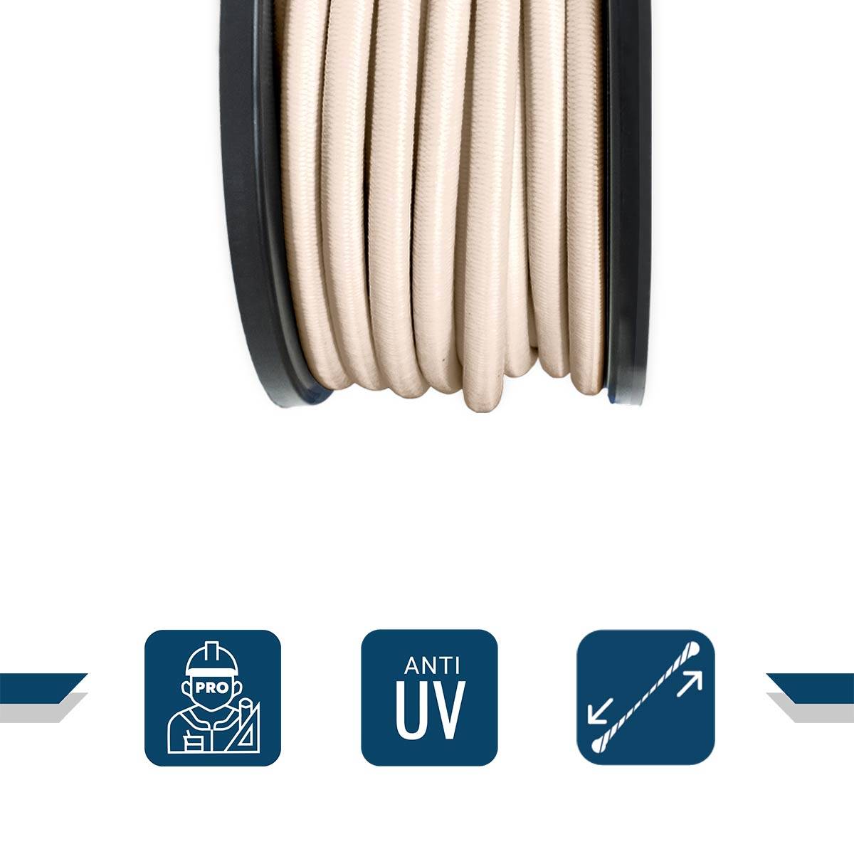 Sandow élastique Ivoire 25 mètres 9SW - Qualité PRO - Tendeur pour bâche de diamètre 9 mm TECPLAST - Imagen 3