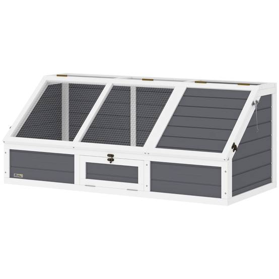 Enclos Tortue Extérieur Bois Sapin Parc Solaire Fond Ouvert 120cm Gris - ComfortXL Pet Living - Image 2