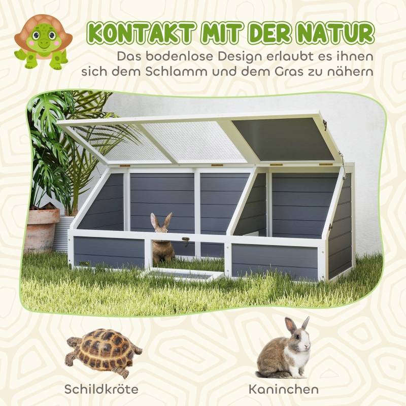 Enclos Tortue Extérieur Bois Sapin Parc Solaire Fond Ouvert 120cm Gris - ComfortXL Pet Living - Image 5