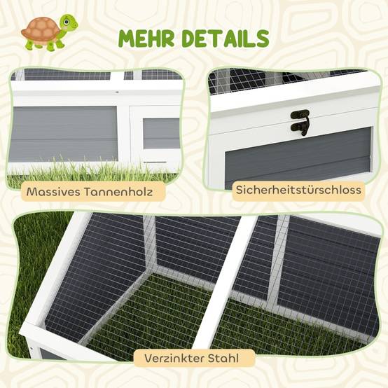 Enclos Tortue Extérieur Bois Sapin Parc Solaire Fond Ouvert 120cm Gris - ComfortXL Pet Living - Image 8