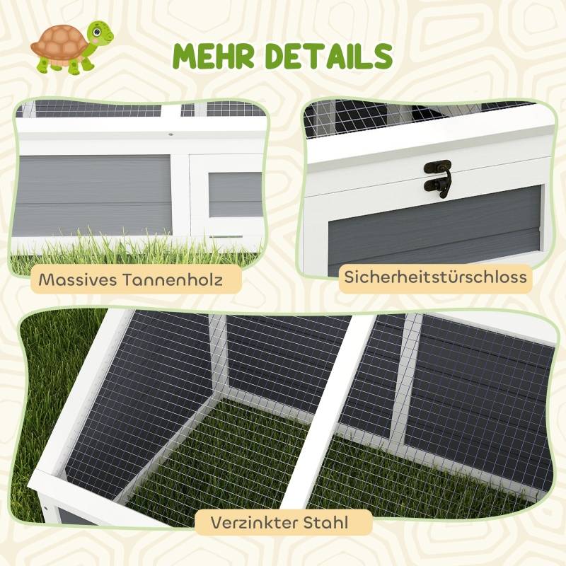 Enclos Tortue Extérieur Bois Sapin Parc Solaire Fond Ouvert 120cm Gris - ComfortXL Pet Living - Image 8