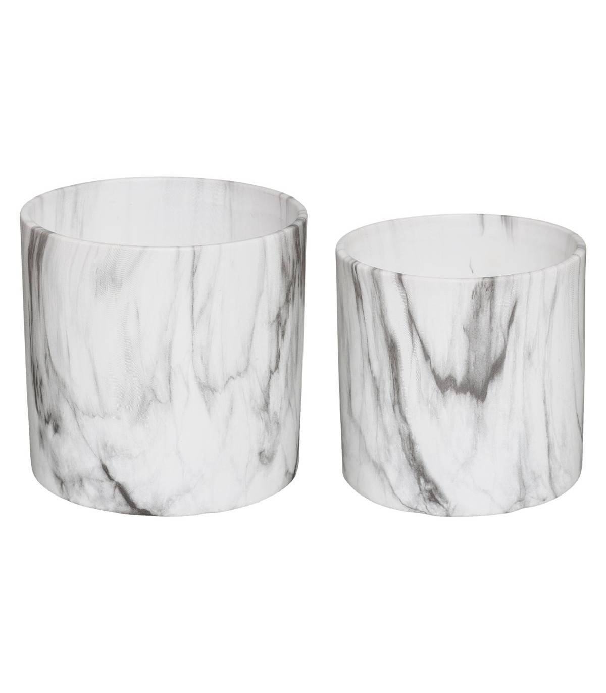 Atmosphera - Lot de 2 Pots de fleurs en Céramique effet Marbre Noir & Blanc - Imagen 1