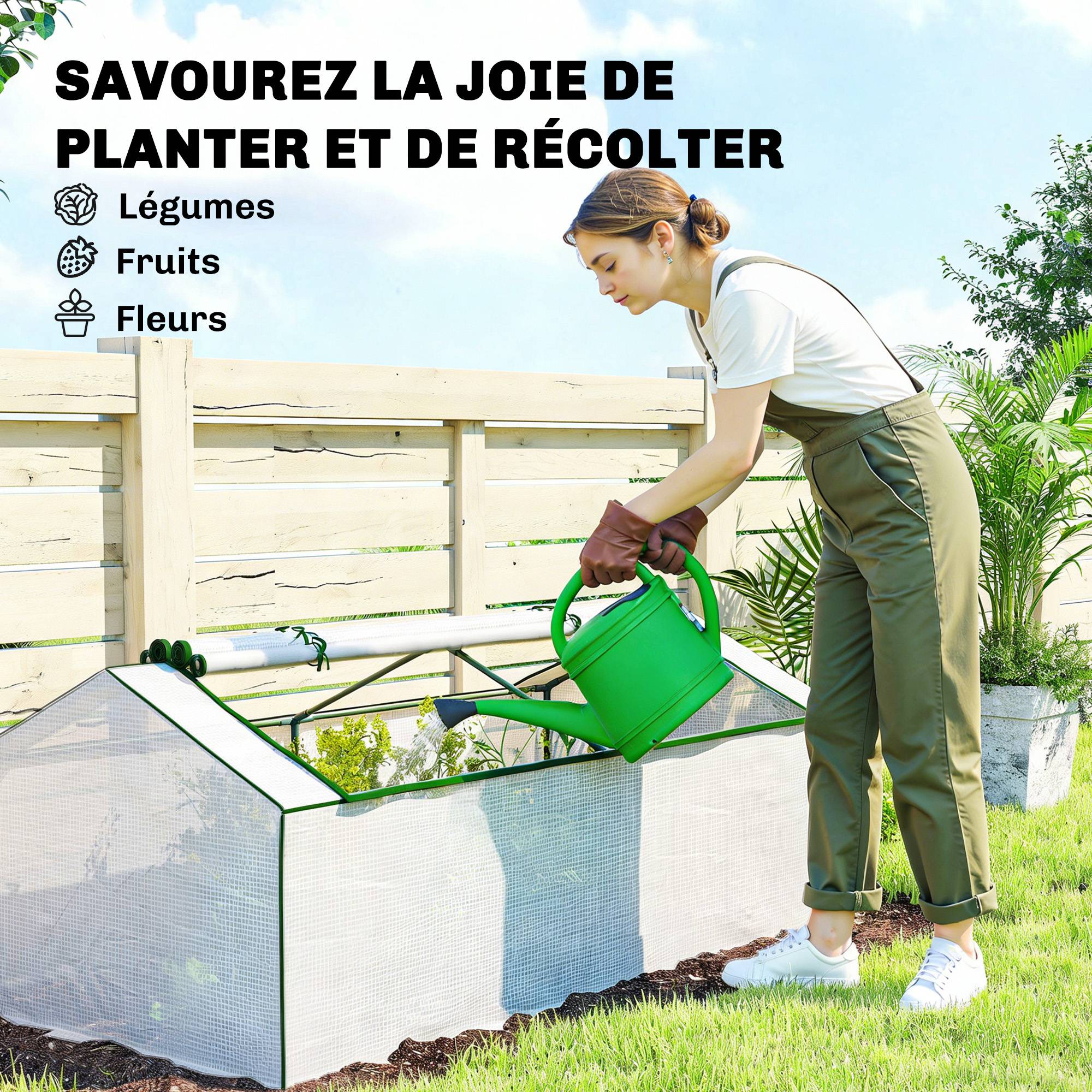 ComfortXL - Mini serre tunnel de jardin en PE blanc et acier 180 x 90 x 70 cm pour tomates avec ouvertures moustiquaires - Image 7