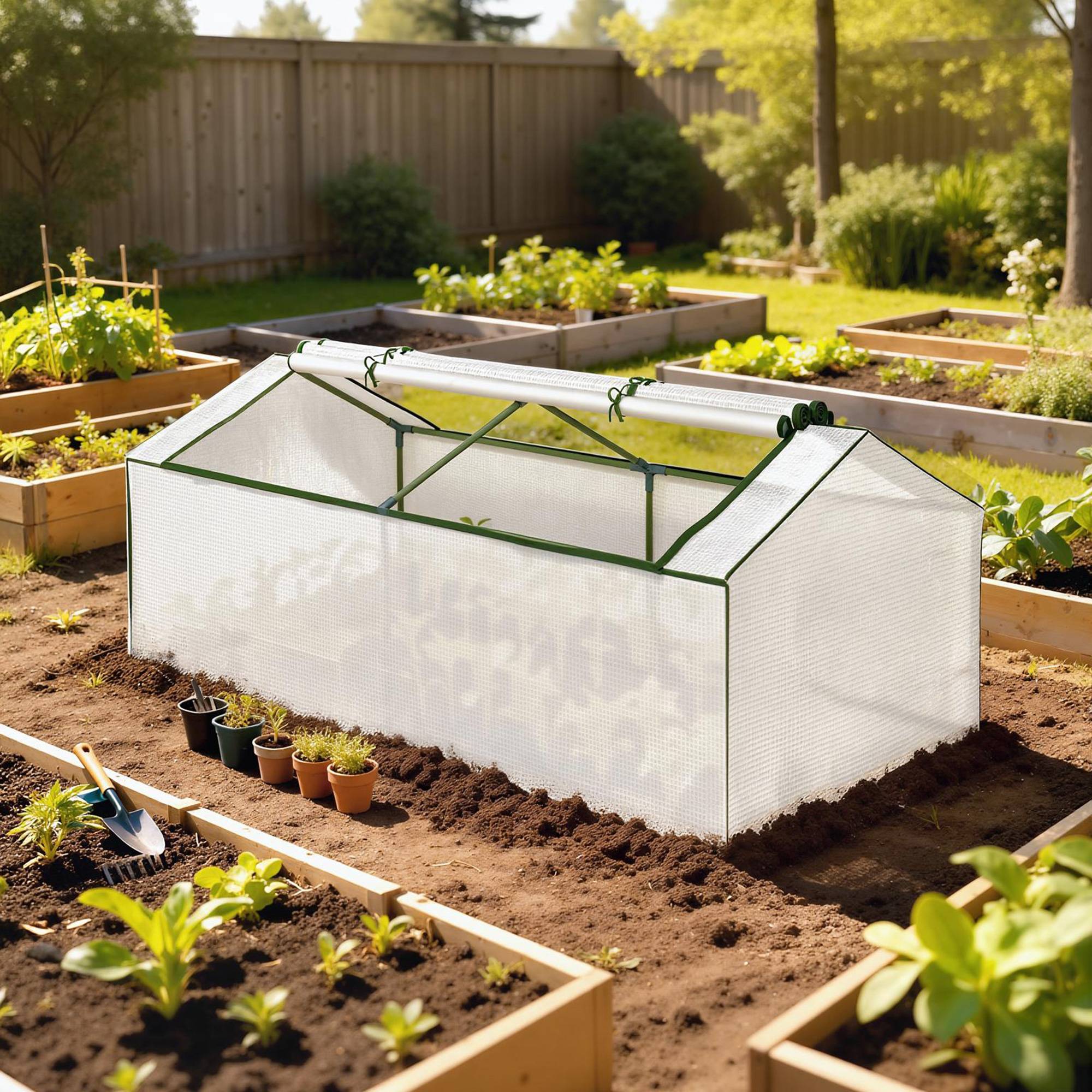 ComfortXL - Mini serre tunnel de jardin en PE blanc et acier 180 x 90 x 70 cm pour tomates avec ouvertures moustiquaires - Image 1