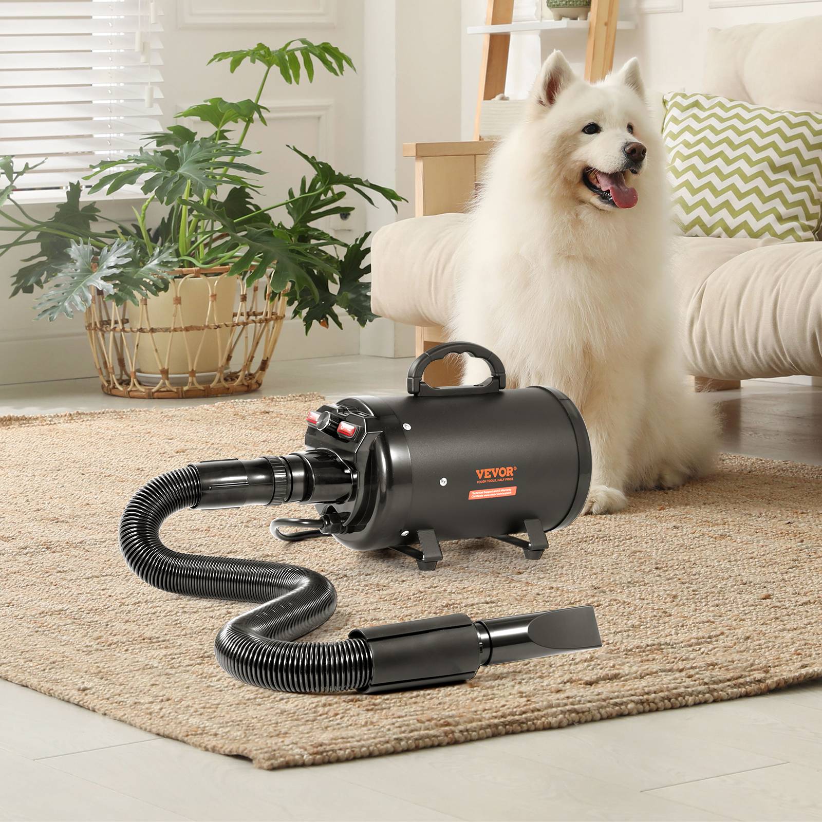VEVOR Pulseur pour Chien 2000W, Vitesse/Température Réglables, 4 Buses, Tuyau Extensible. - Image 8