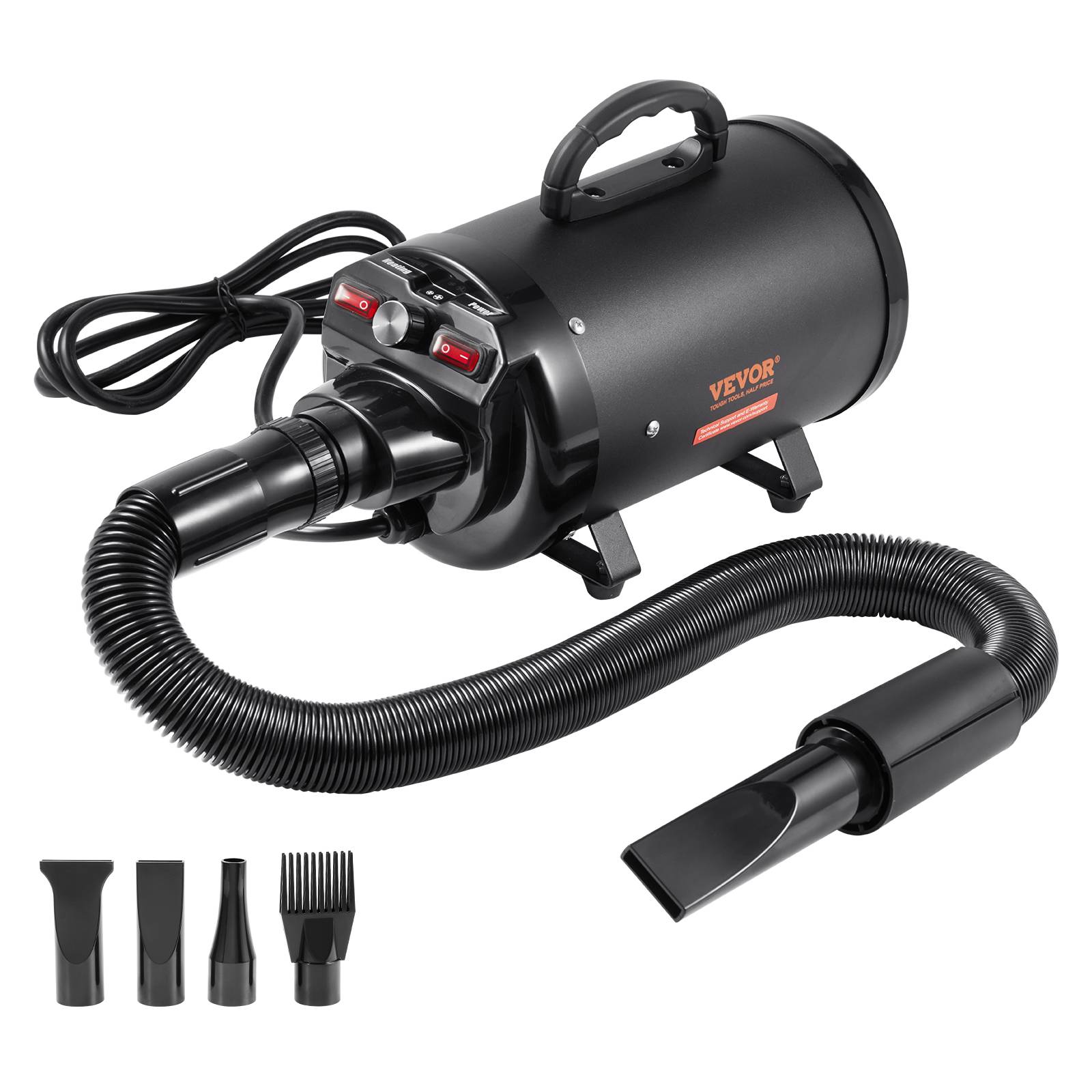 VEVOR Pulseur pour Chien 2000W, Vitesse/Température Réglables, 4 Buses, Tuyau Extensible. - Image 1