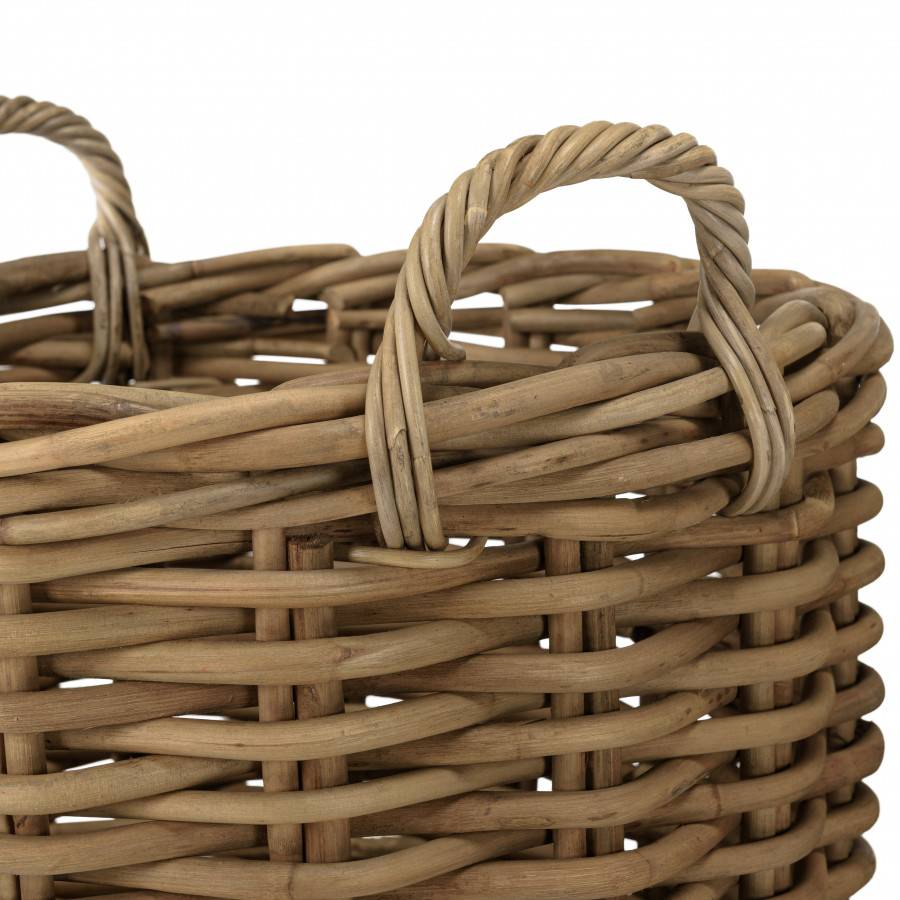 Macabane - KALLY - Set de 3 paniers de rangement ronds en rotin naturel - Imagen 5