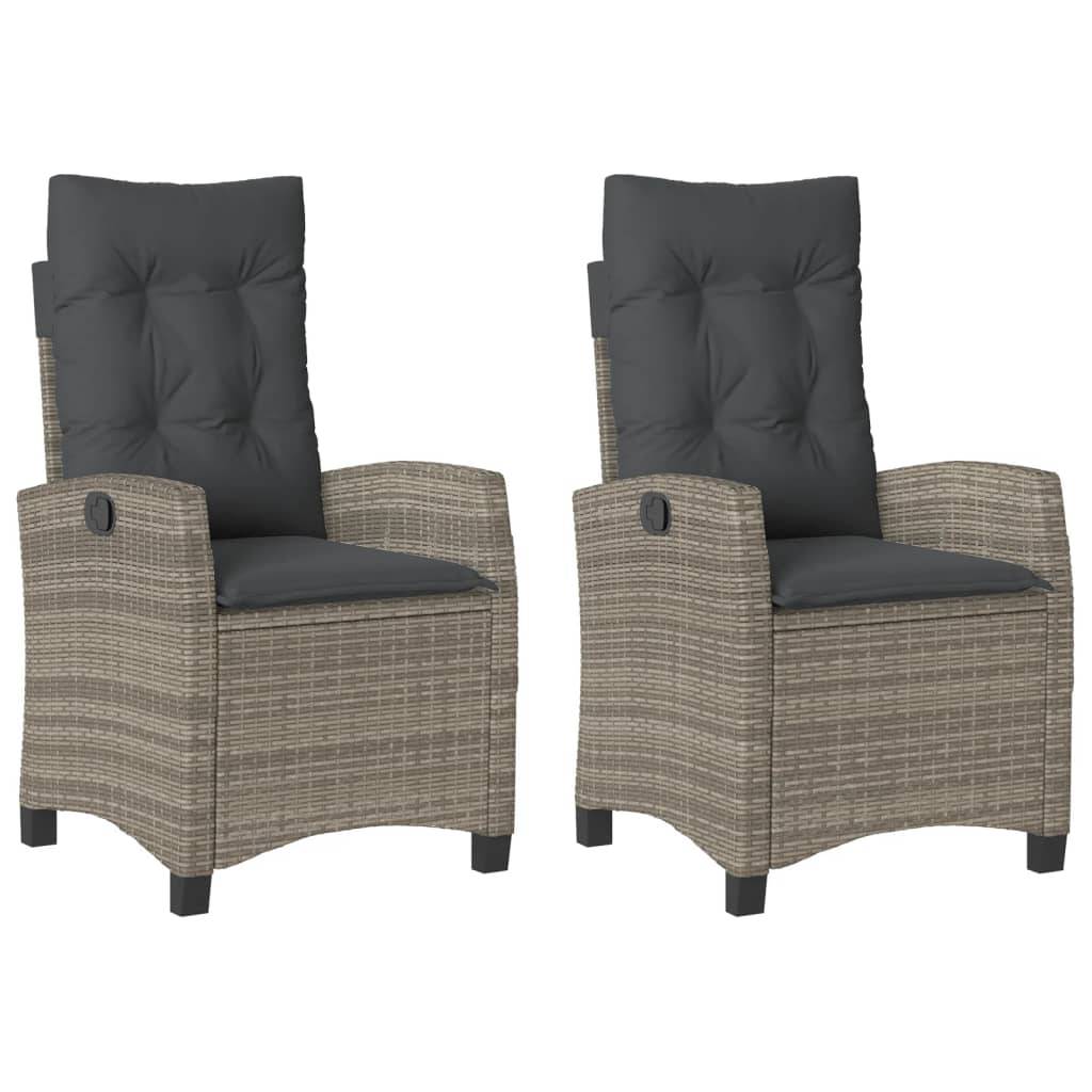 Fauteuils de Jardin Relax Résine Tressée Dossier Inclinable pour Balcon Lot de 2 Gris – ComfortXL Outdoor Living - Image 2
