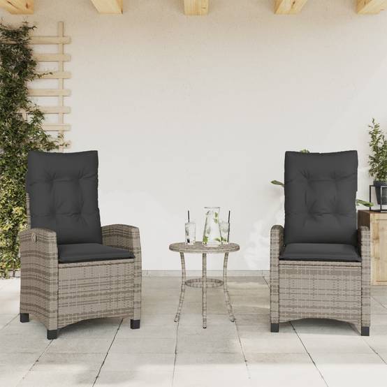 Fauteuils de Jardin Relax Résine Tressée Dossier Inclinable pour Balcon Lot de 2 Gris – ComfortXL Outdoor Living - Image 1