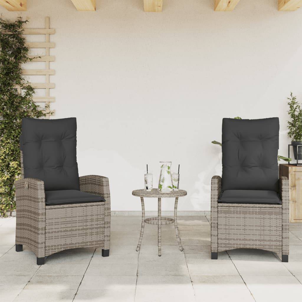 Fauteuils de Jardin Relax Résine Tressée Dossier Inclinable pour Balcon Lot de 2 Gris – ComfortXL Outdoor Living
