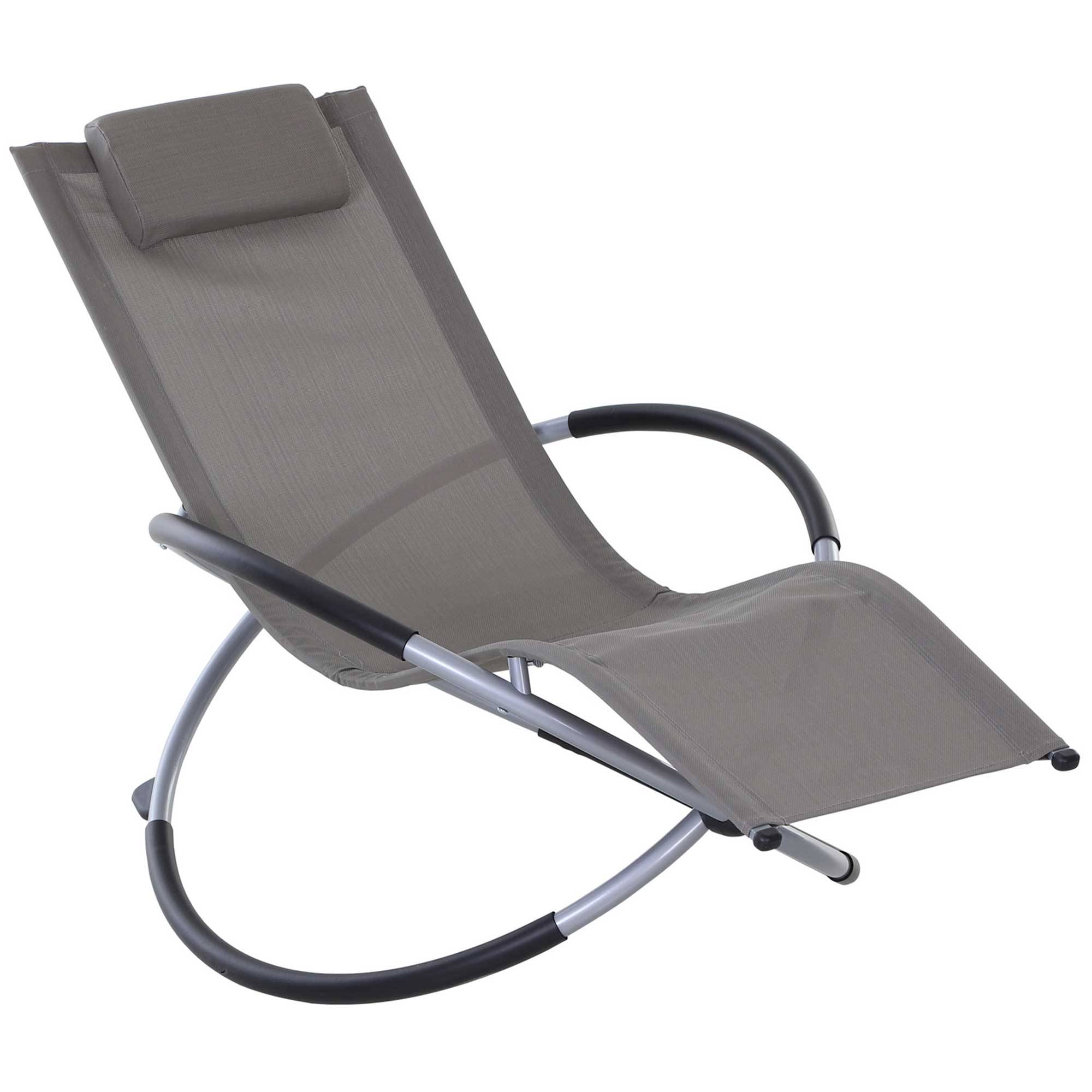 Fauteuil à bascule design acier extérieur assise textéline ergonomique 154x80x84cm gris - ComfortXL Outdoor Living - Image 2