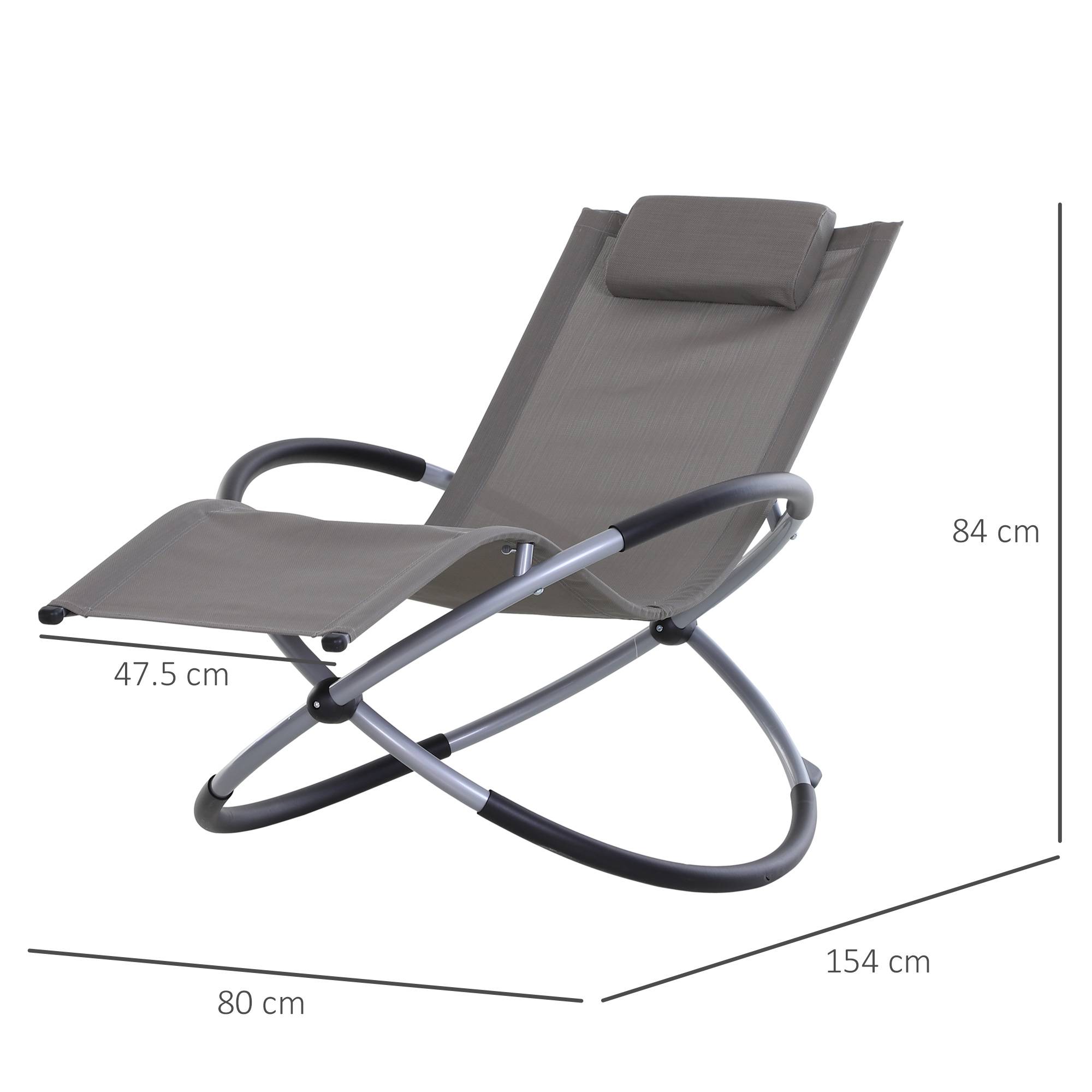 Fauteuil à bascule design acier extérieur assise textéline ergonomique 154x80x84cm gris - ComfortXL Outdoor Living - Image 5
