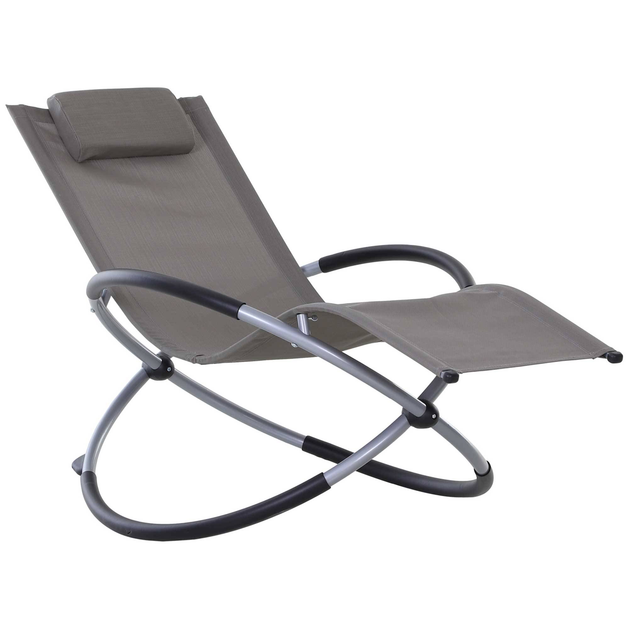 Fauteuil à bascule design acier extérieur assise textéline ergonomique 154x80x84cm gris - ComfortXL Outdoor Living - Image 1