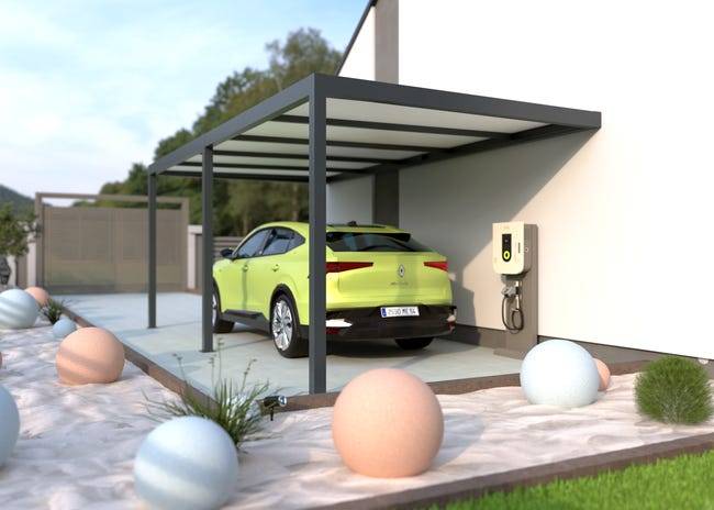 Carport aluminium adossé 3x6 m anthracite Fabriqué en France - Image 1