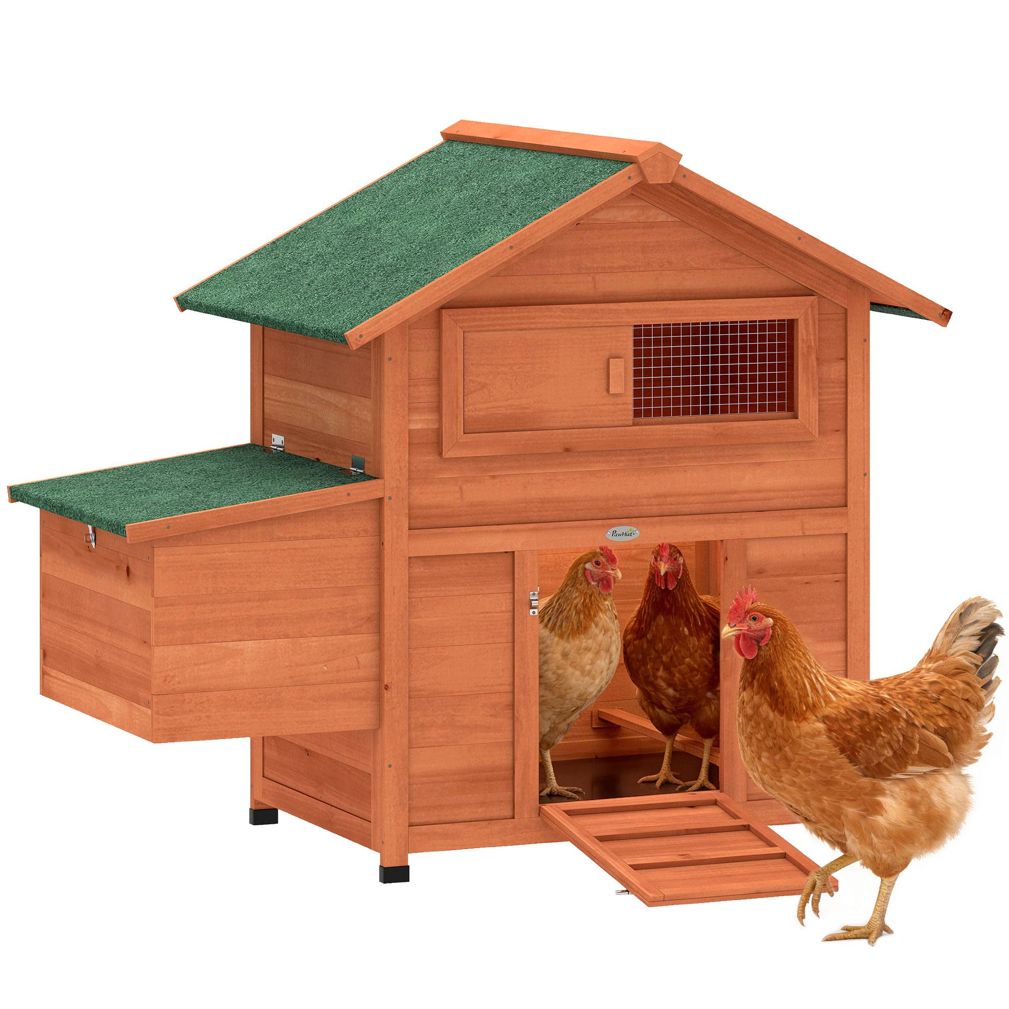 Sans Marque - Poulailler avec Pondoir et Perchoir Toit en Bitume Étanche et Fenêtre de Ventilation Bois 113,5x67,5x95,5cm Orange
