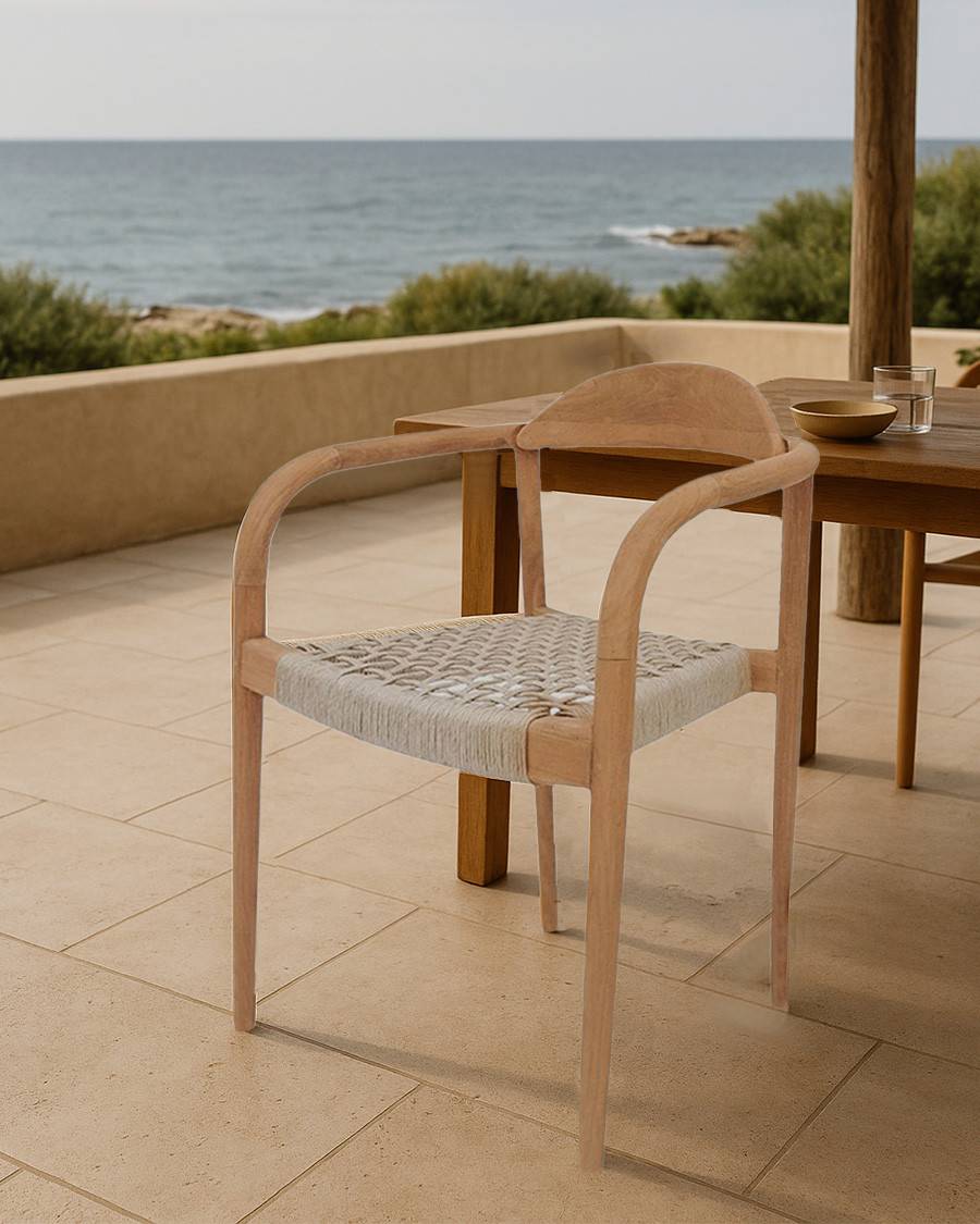 Kima - Lot de 2 chaises Kima en teck massif et corde beige - UNIQKA - Imagen 8
