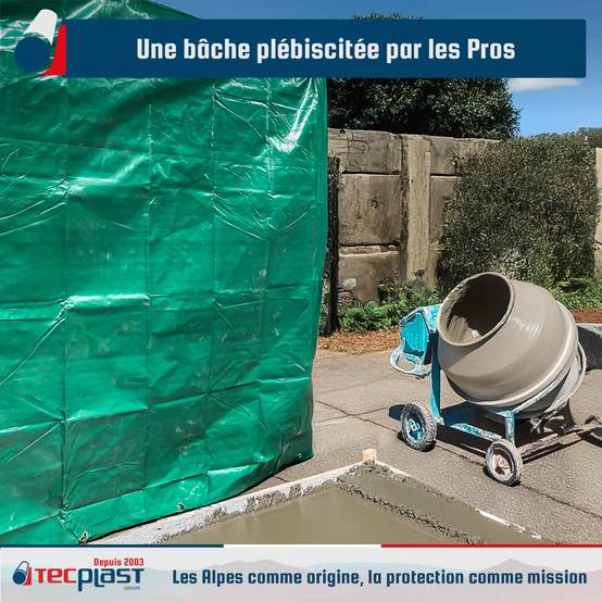 Bâche de Chantier 8x12 m HQ250CH Verte et Marron - Haute Performance - Bâche de protection étanche pour Travaux TECPLAST - Imagen 2
