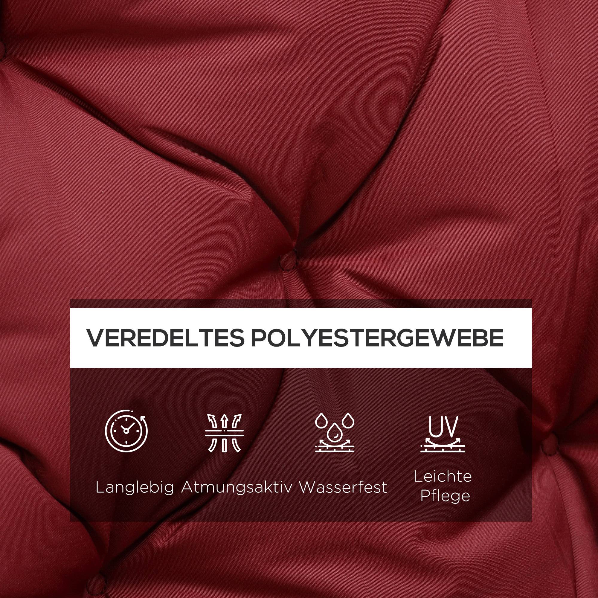 PANGIVO - Coussin de banc 3 places en polyester rouge 150 x 98 x 8 cm - PANGIVO - Image 4