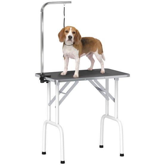 Sans Marque - Table de toilettage pour chien avec sangle, pliable, pieds en acier, plateau antidérapant, 81 x 48,5 x 80 cm, noire - Image 1