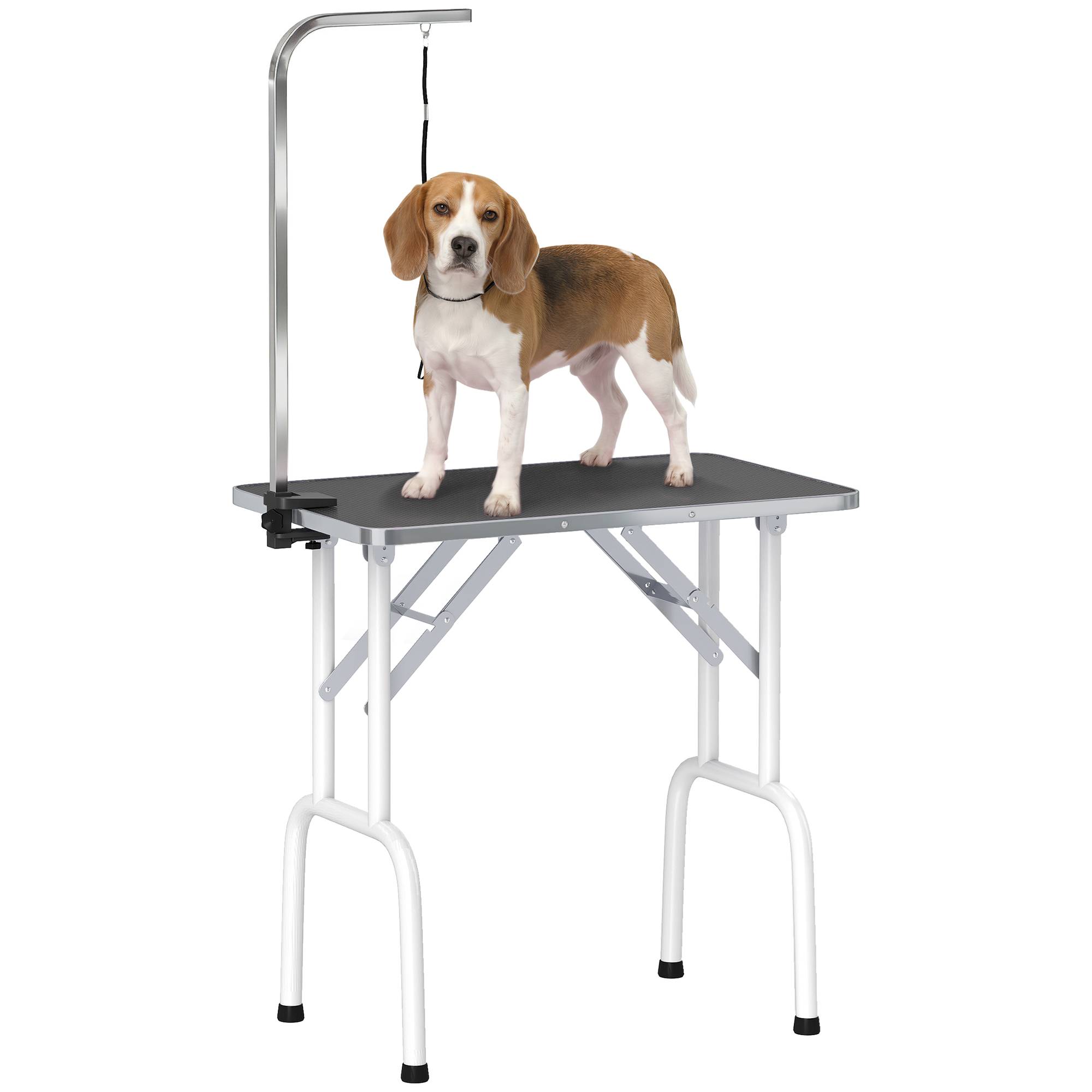 Sans Marque - Table de toilettage pour chien avec sangle, pliable, pieds en acier, plateau antidérapant, 81 x 48,5 x 80 cm, noire - Image 1