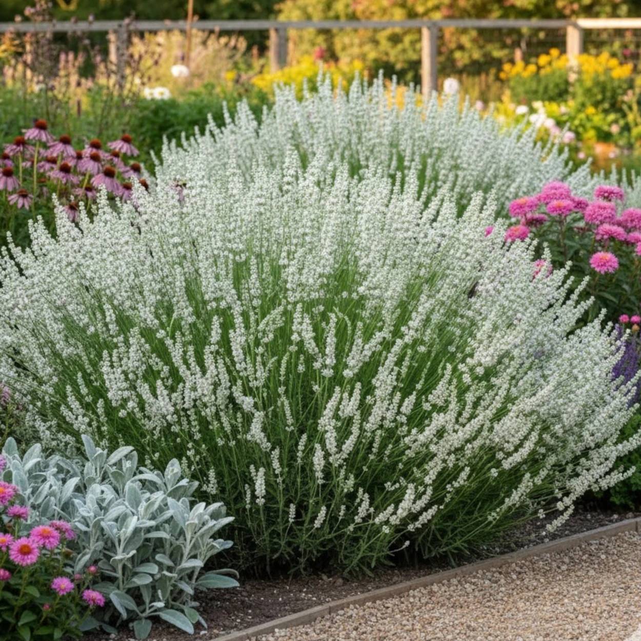 Lavande blanche - Sans traitement à fleurs Blanche - feuillage Persistant - Lot de 9 godets-  hauteur à maturité De 0,50 m à 1,00 m - Image 1