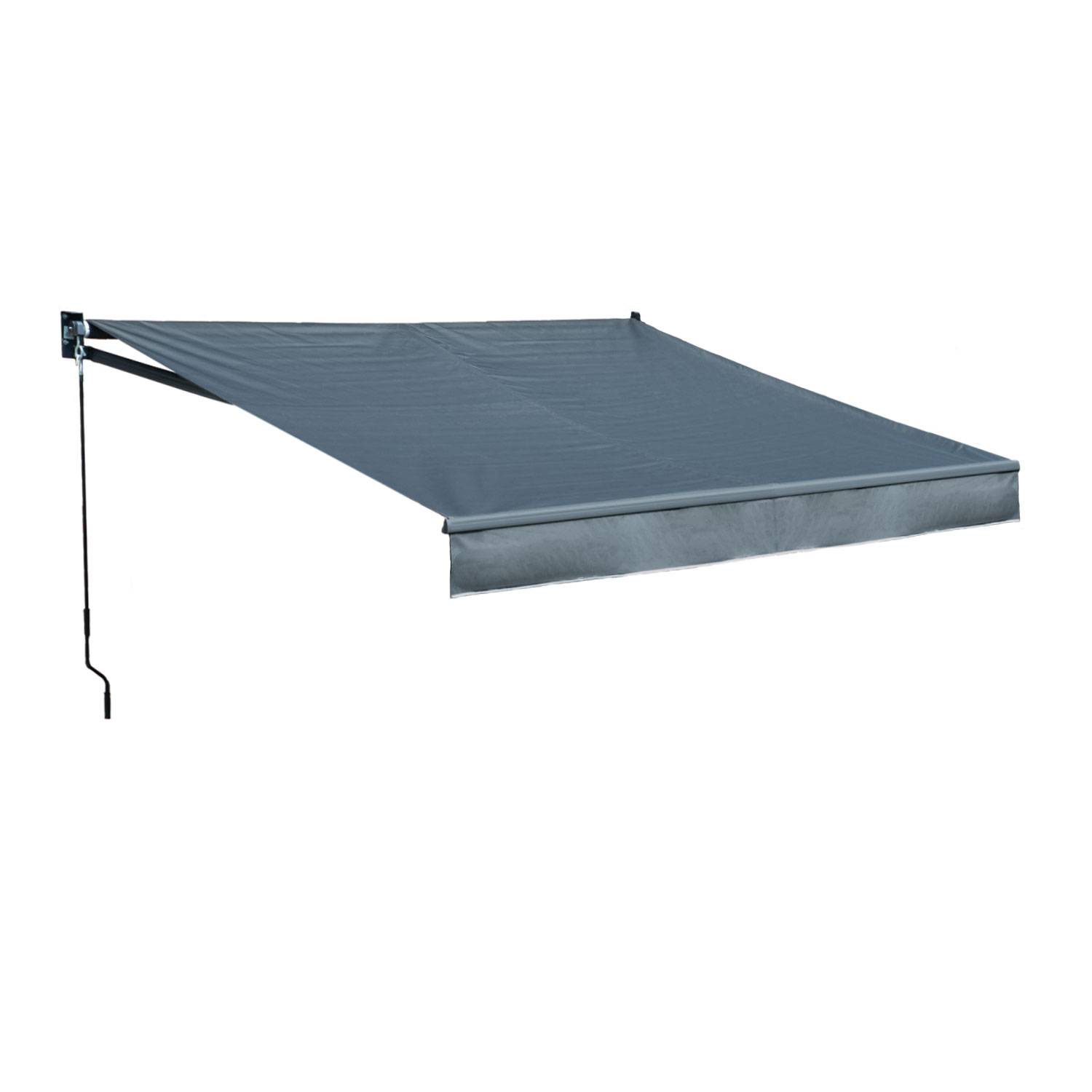 Store banne SAULE 2,95 × 2,5m - Toile anthracite et structure grise - HAPPY GARDEN - Imagen 1